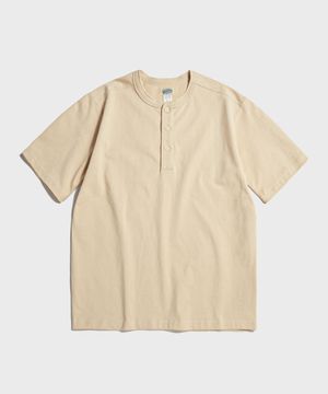 10.6 oz Cotton Short Sleeve Henley Tee Apricot