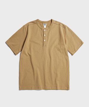 10.6 oz Cotton Short Sleeve Henley Tee Camel