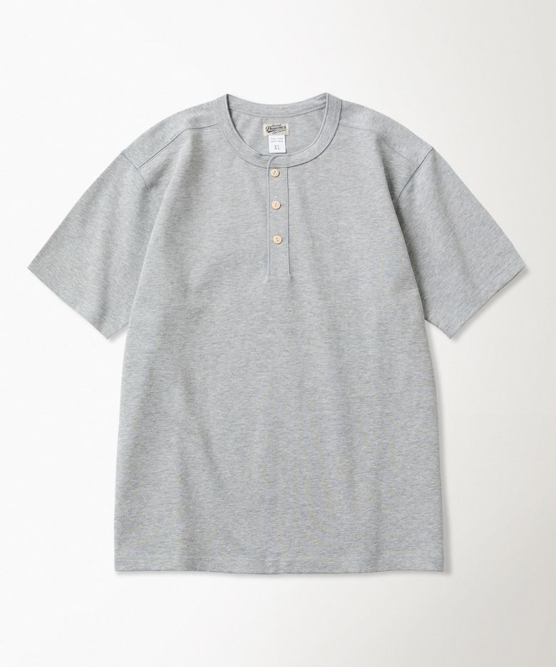 10.6 oz Cotton Short Sleeve Henley Tee Grey