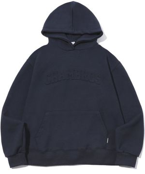 아치로고 엠보 프린팅 스웨트 후드티[네이비]