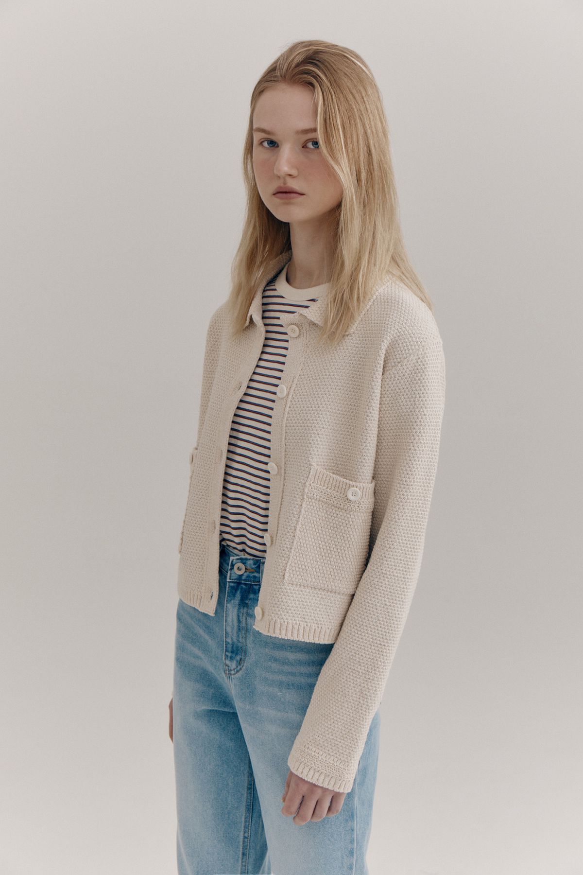 노우드(NOEUD) Tweed cardigan (Ivory)