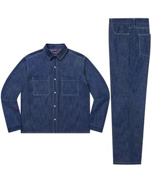 [SET][여름][논페이드] 데님 워크 셔츠 긴팔 셋업 ver.1 - 인디고