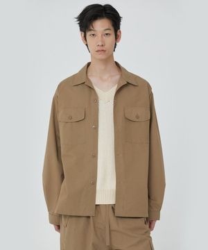 샴브레이 셔츠 자켓_베이지