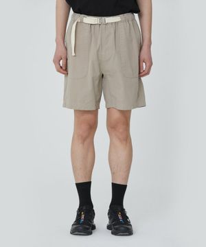 코튼 헤링본 하프 팬츠_베이지