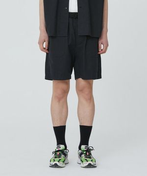 코튼 헤링본 하프 팬츠_블랙