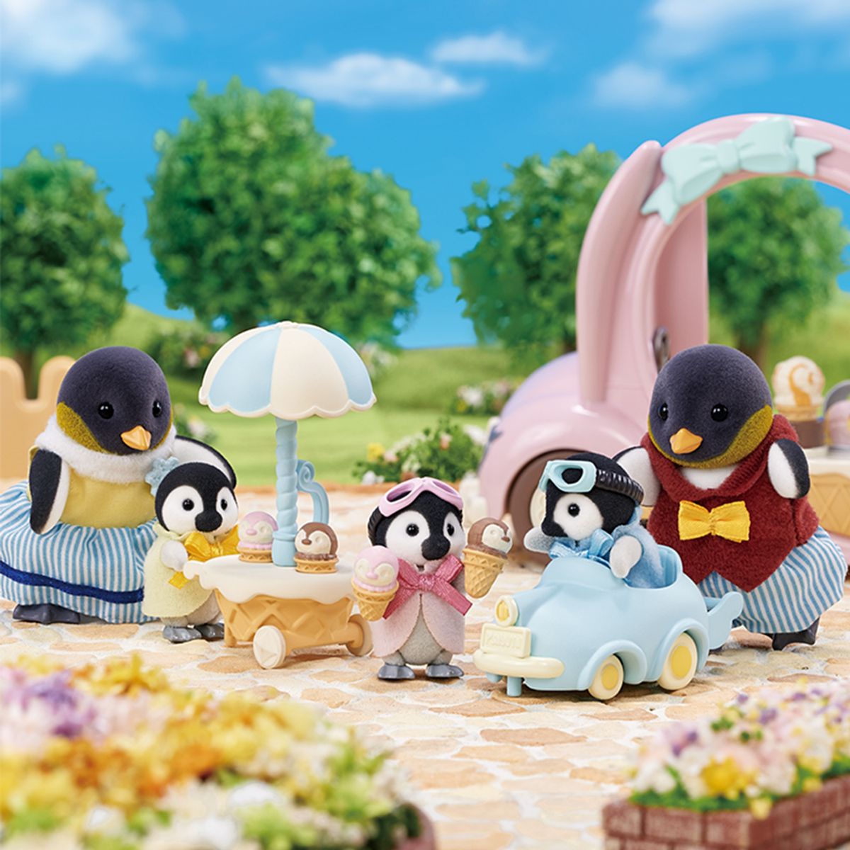 실바니안 패밀리(SYLVANIAN FAMILIES) 핑크 아이스크림 벤과 펭귄 가족