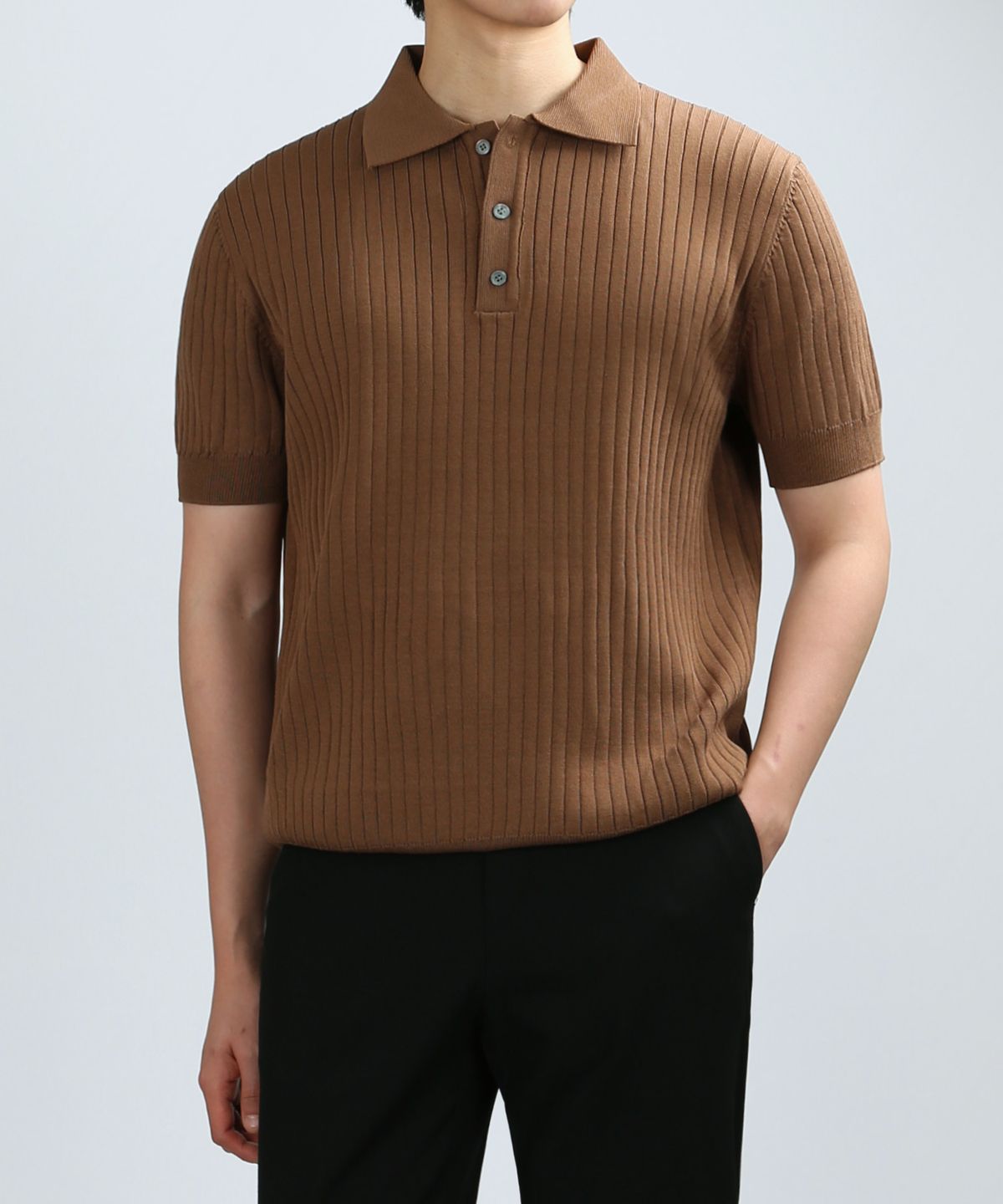 쟈니웨스트(JHONNY WEST) Velly collor Knit (Brown)