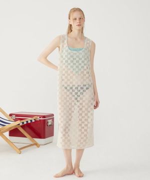 [S/S ver.] NETTING KNIT ONEPIECE_Beige