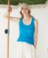 TERRY SQUARE NECK SLEEVELESS_Aqua Blue