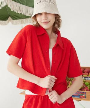 TERRY HALF SLEEVE SHIRT_Red