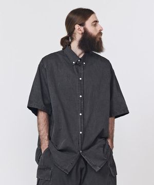 CB 피그먼트 오버 반팔셔츠 (차콜)