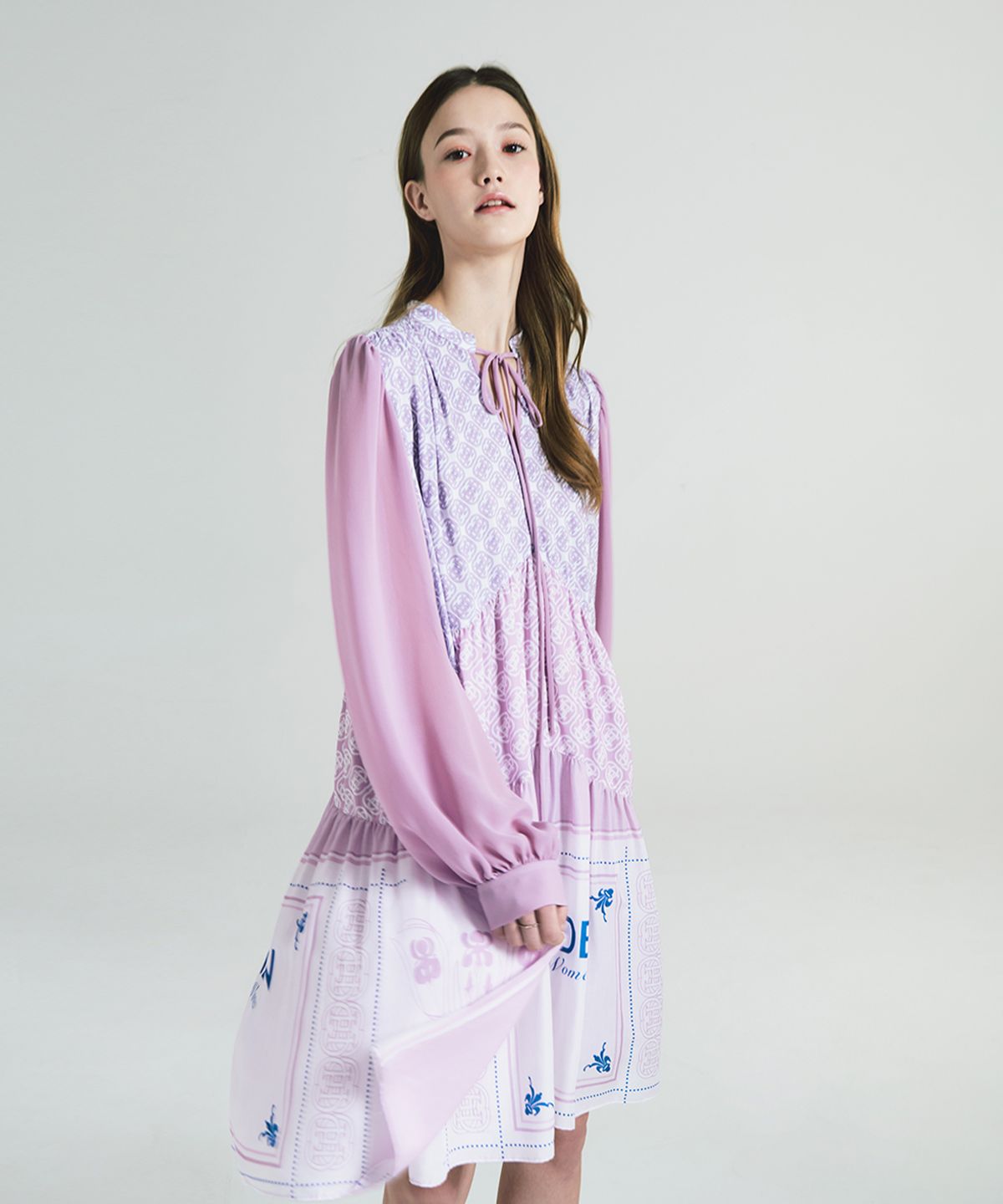 아이스가든에이오공팔(ICE GARDEN A.508) Monogram Print Chiffon Dress