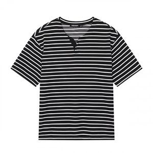 남성) 슬릿넥 스트라이프 반팔티셔츠 _AN2WTS309-BK