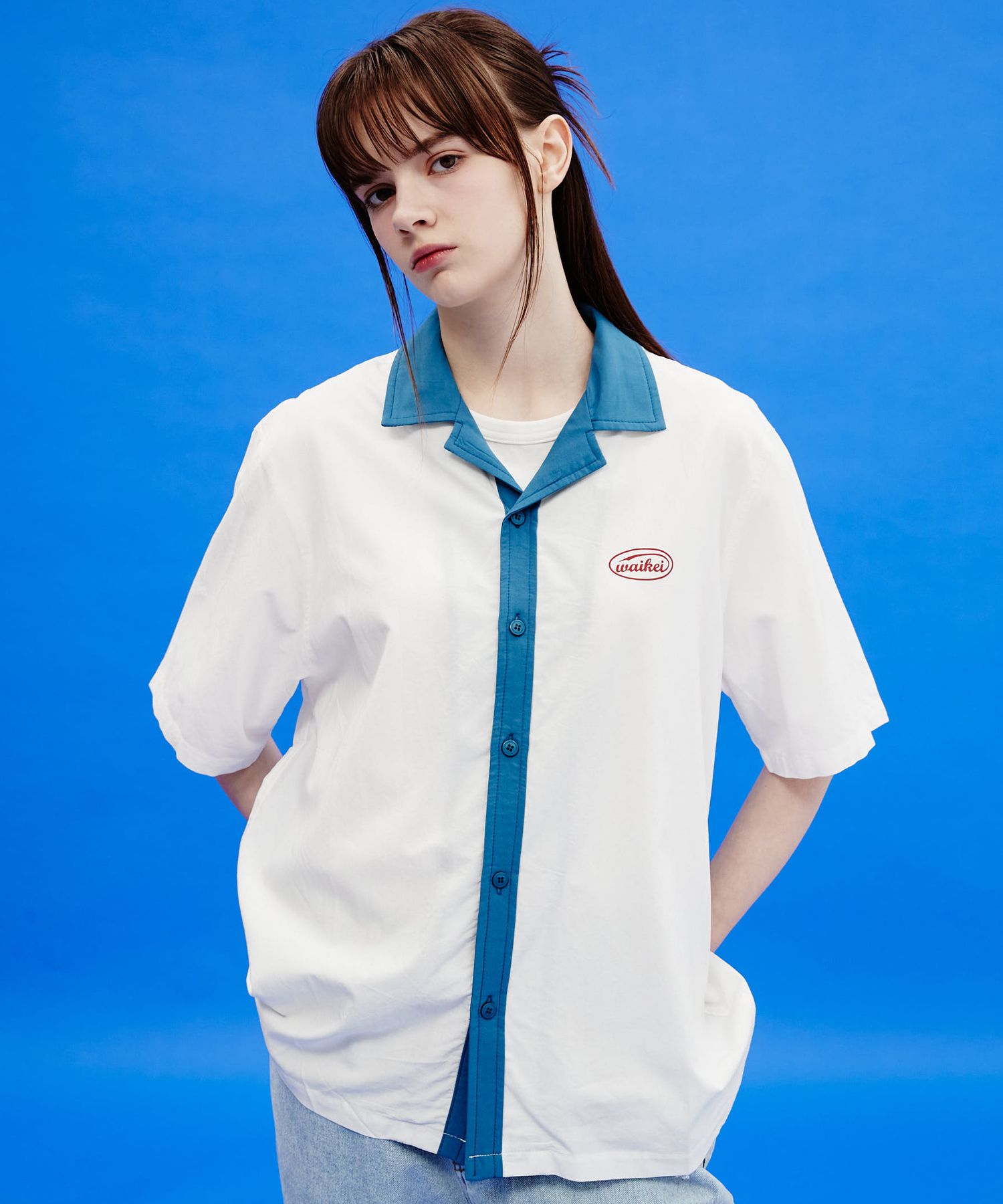 MUSINSA | WAI KEI Dolphin Graphic Bowling Short Sleeve Shirt