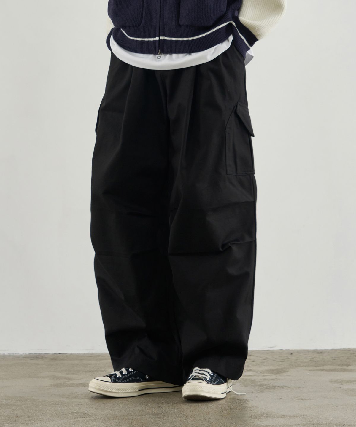 드로우핏(DRAW FIT) 카고 파라슈트 치노 팬츠 [BLACK]