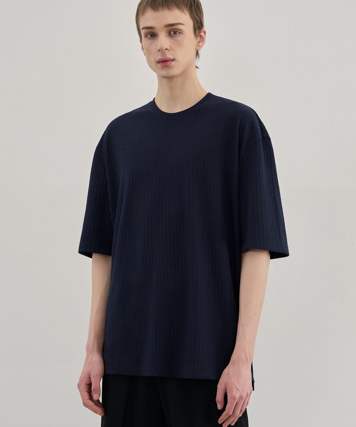 드로우핏(DRAW FIT) 리버릭 리브드 반팔 티셔츠 [NAVY]