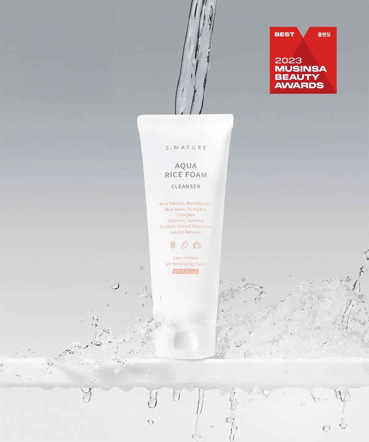 에스네이처(S.NATURE) 아쿠아 라이스 약산성 클렌징폼 80ml