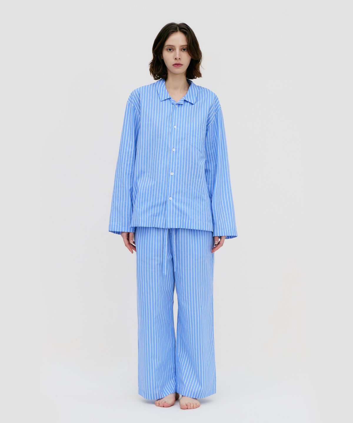레이지지(LAZYZ) Stay Stripe Pajamas Long Pants - Light Blue