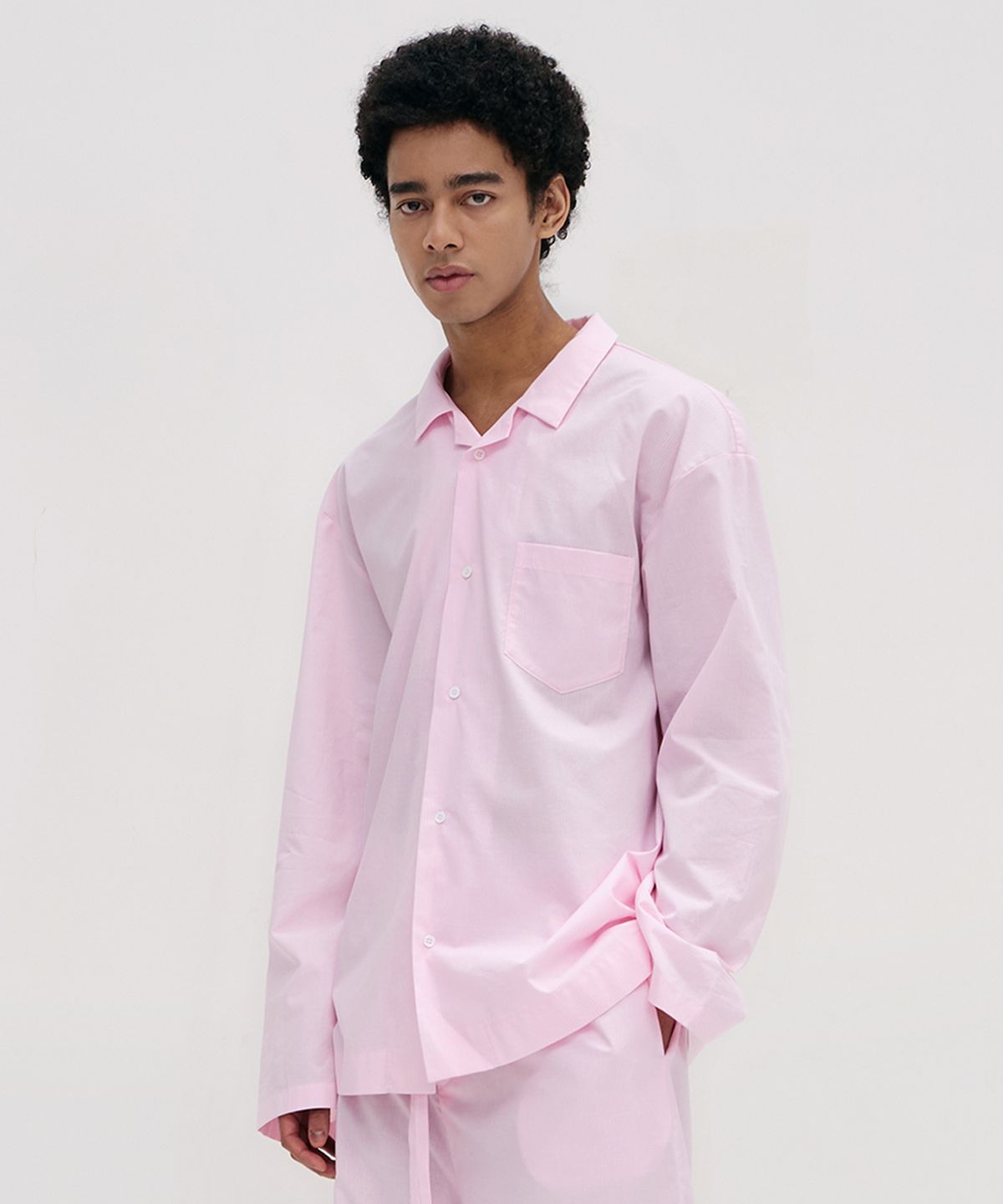 레이지지(LAZYZ) Stay Stripe Pajamas Long Sleeve Shirts - Raw Pink