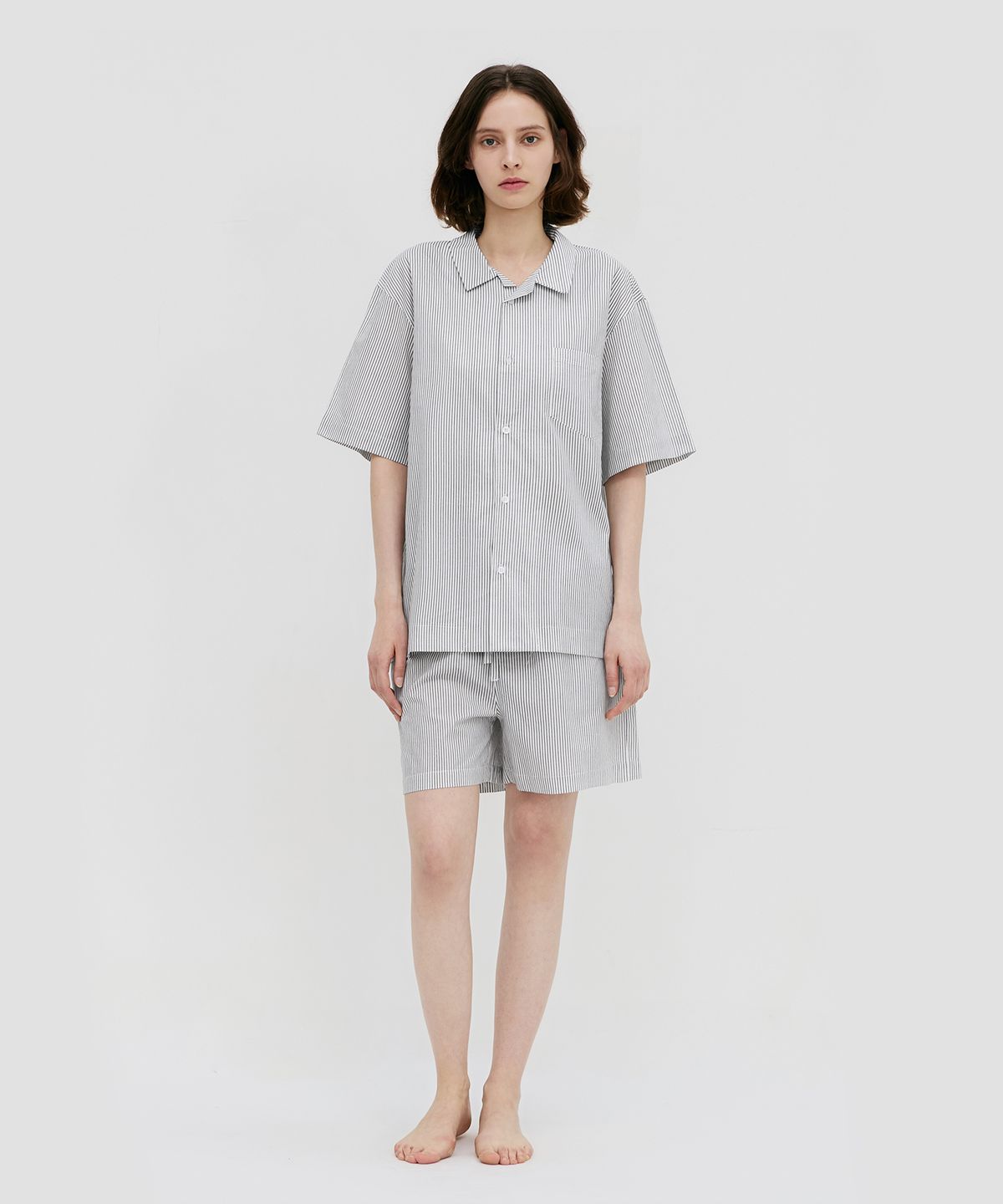 레이지지(LAZYZ) Stay Stripe Pajamas Short Pants - Gentle Black