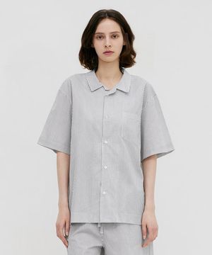 Stay Stripe Pajamas Short Sleeve Shirts - Gentle Black