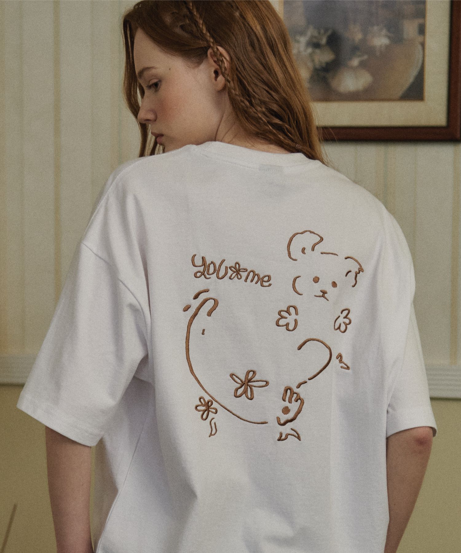 【CPGN STUDIO】YOU AND ME Embroidery Short Sleeve T-shirt Vintage Streetwear Men's silhouette studio with