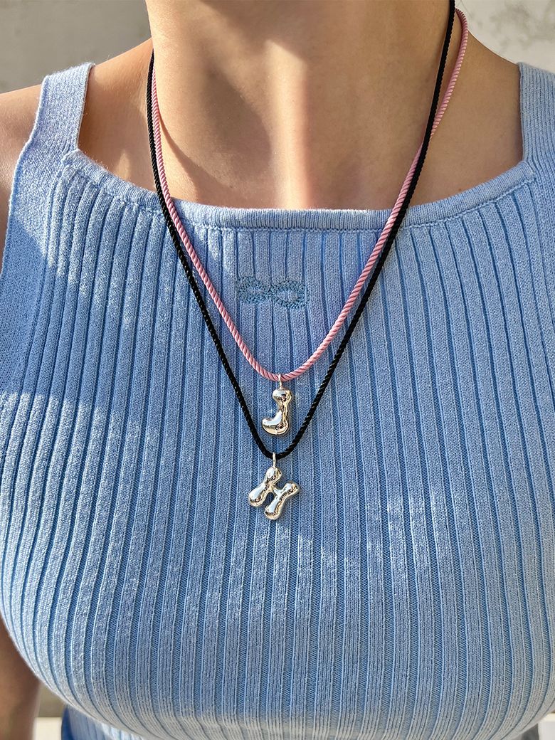Flow Initial String Necklace (2color)