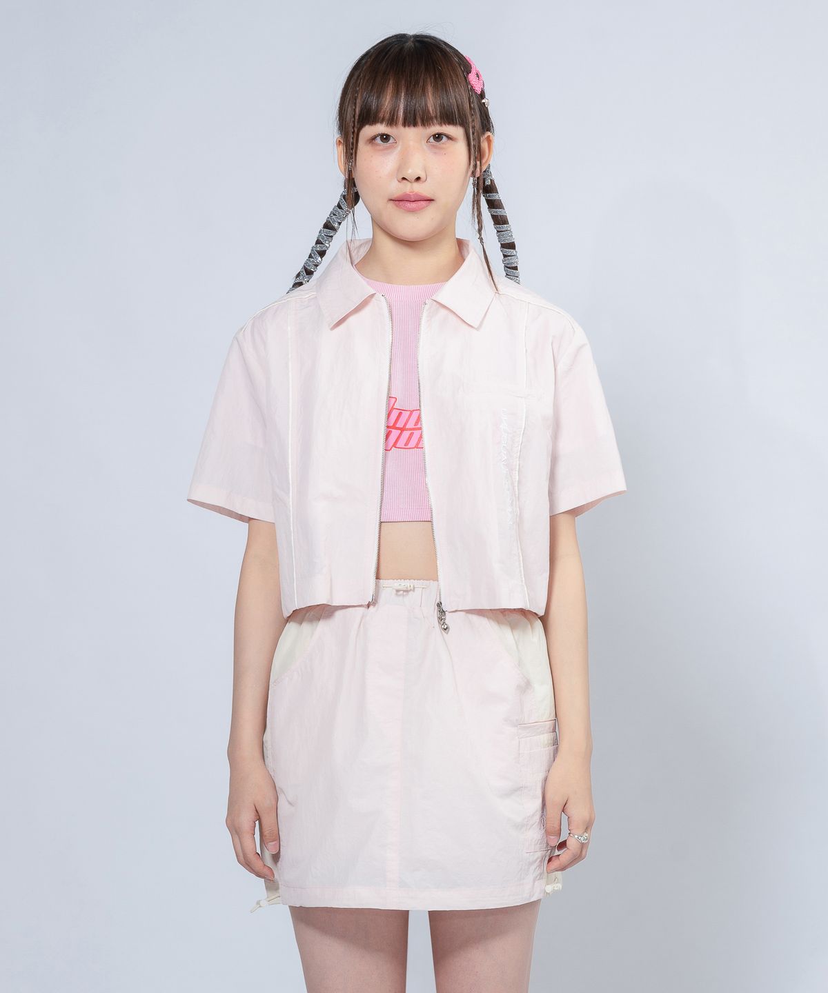 언유주얼 노말(UNUSUALNORMAL) WINDY LOGO ZIP-UP JACKET _ PINK