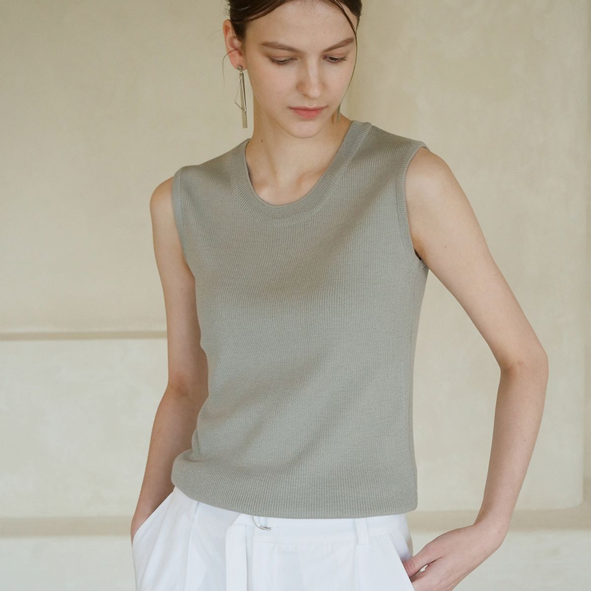 아쿠드(ACUD) Summer Wool Sleeveless Knit _ Grey