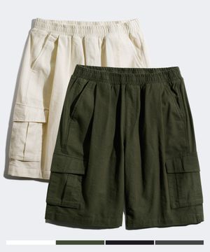 [2PACK] 쿨믹스 와이드 린넨 라이크 카고 하프팬츠 4종 2PACK SMSP4562