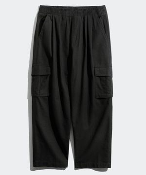 쿨믹스 와이드 린넨 라이크 카고 롱팬츠 블랙 SMLP4561