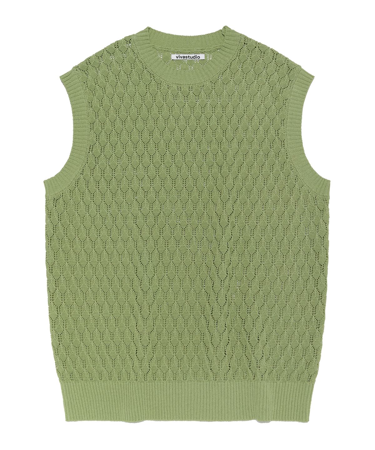비바스튜디오(VIVASTUDIO) TREE BARK KNIT VEST [LIGHT GREEN]