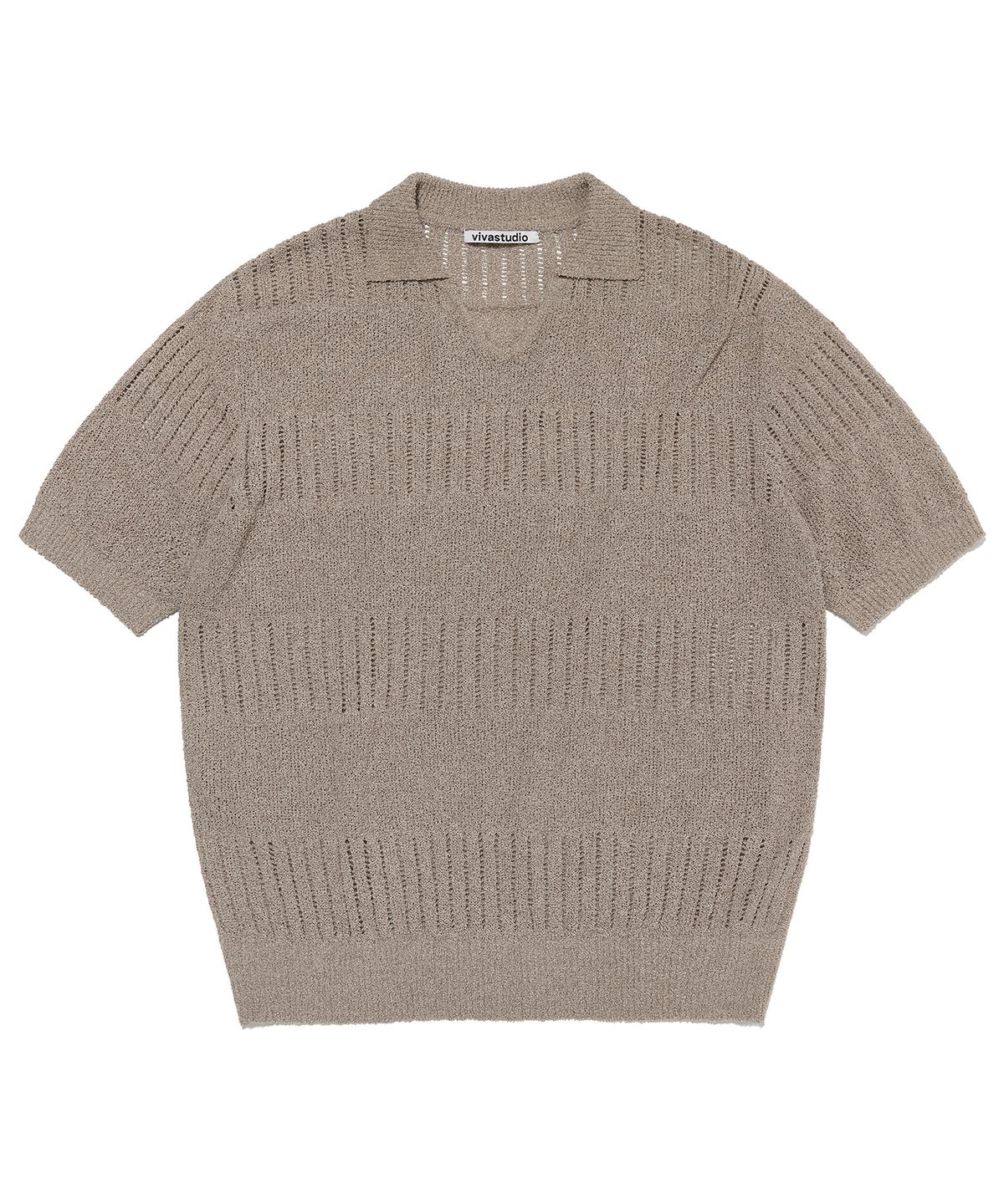 비바스튜디오(VIVASTUDIO) COLLAR PANNEL HALF KNIT [LIGHT BEIGE]