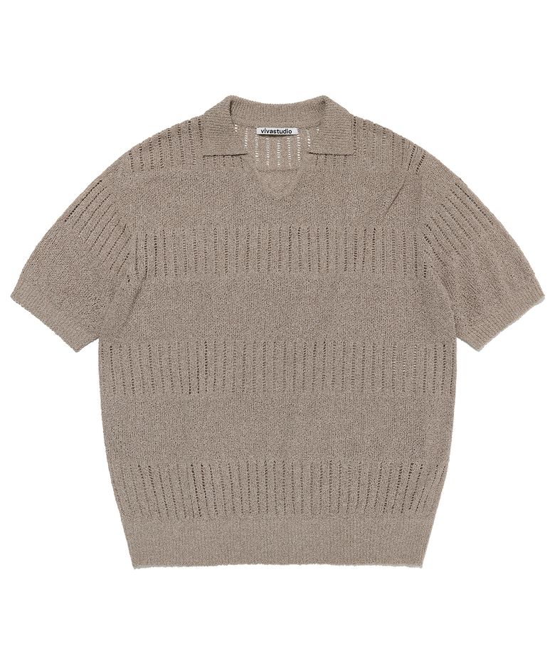 COLLAR PANNEL HALF KNIT [LIGHT BEIGE]