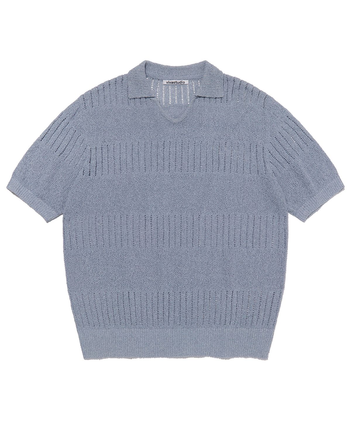 비바스튜디오(VIVASTUDIO) COLLAR PANNEL HALF KNIT [LIGHT BLUE]