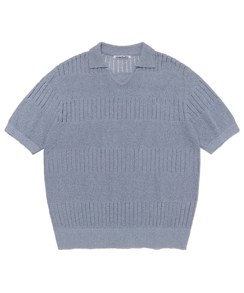 COLLAR PANNEL HALF KNIT [LIGHT BLUE]