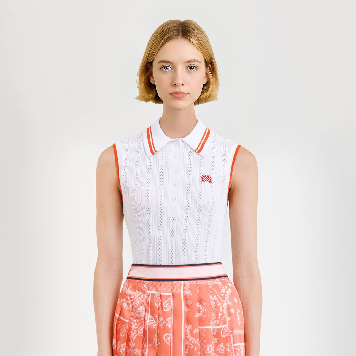 마틴골프(MARTINE GOLF) Sleeveless Collar Sweater_White