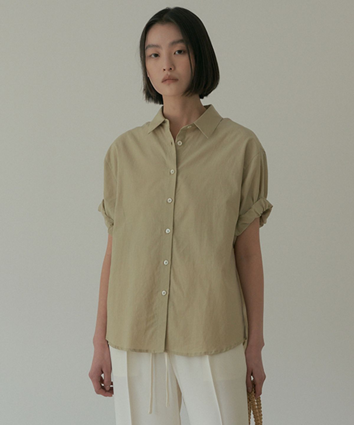 링서울(LINGSEOUL) roll-up blouse-khaki