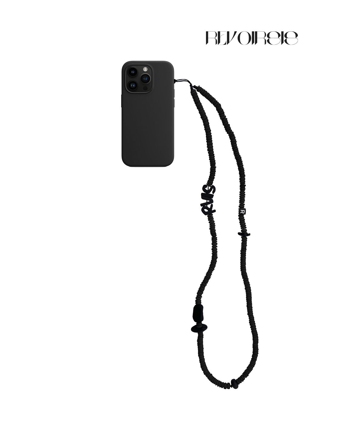 르브아시스(REVOIRSIS) nature beads crossbody phone strap jet black