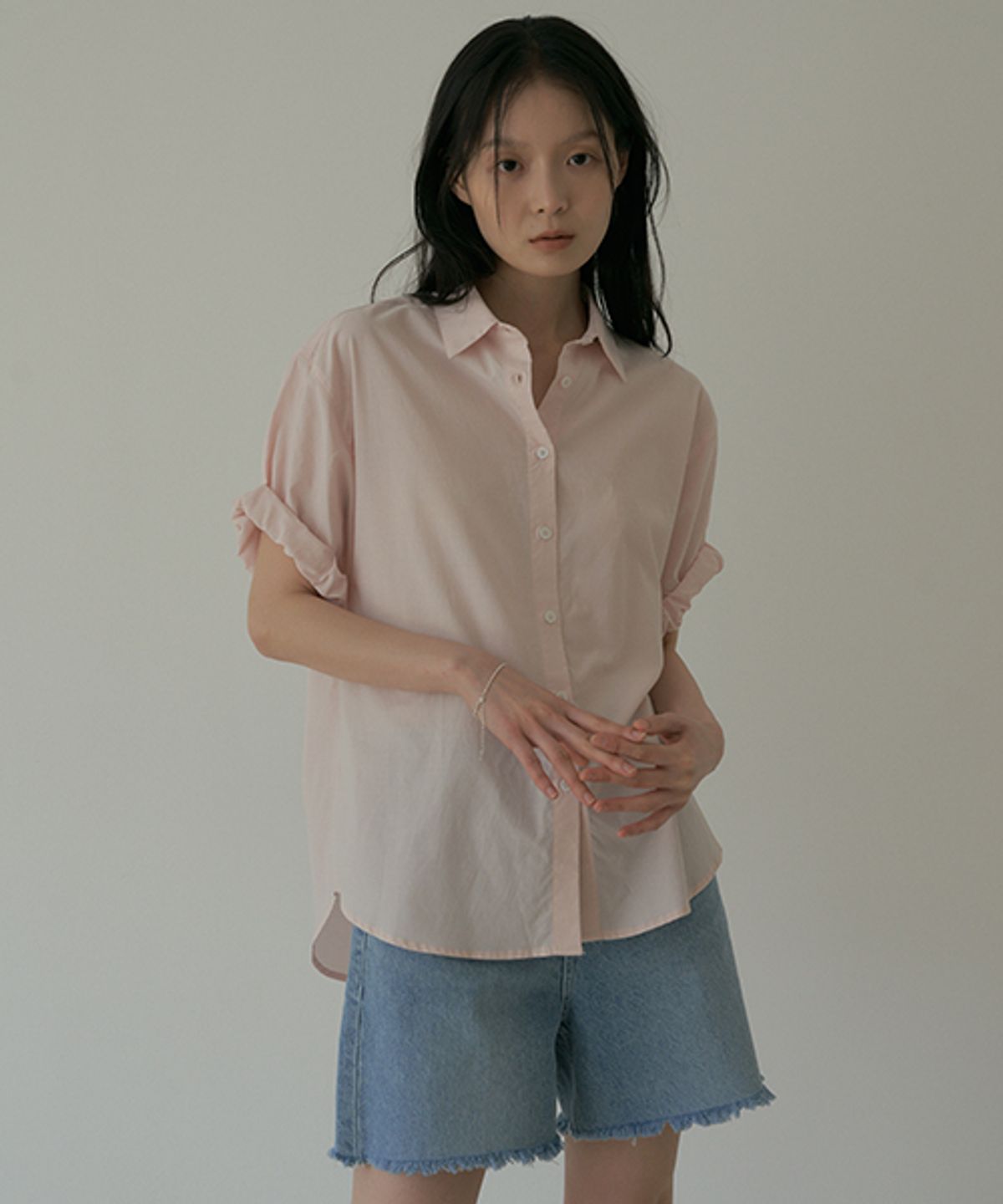 링서울(LINGSEOUL) roll-up blouse-light pink