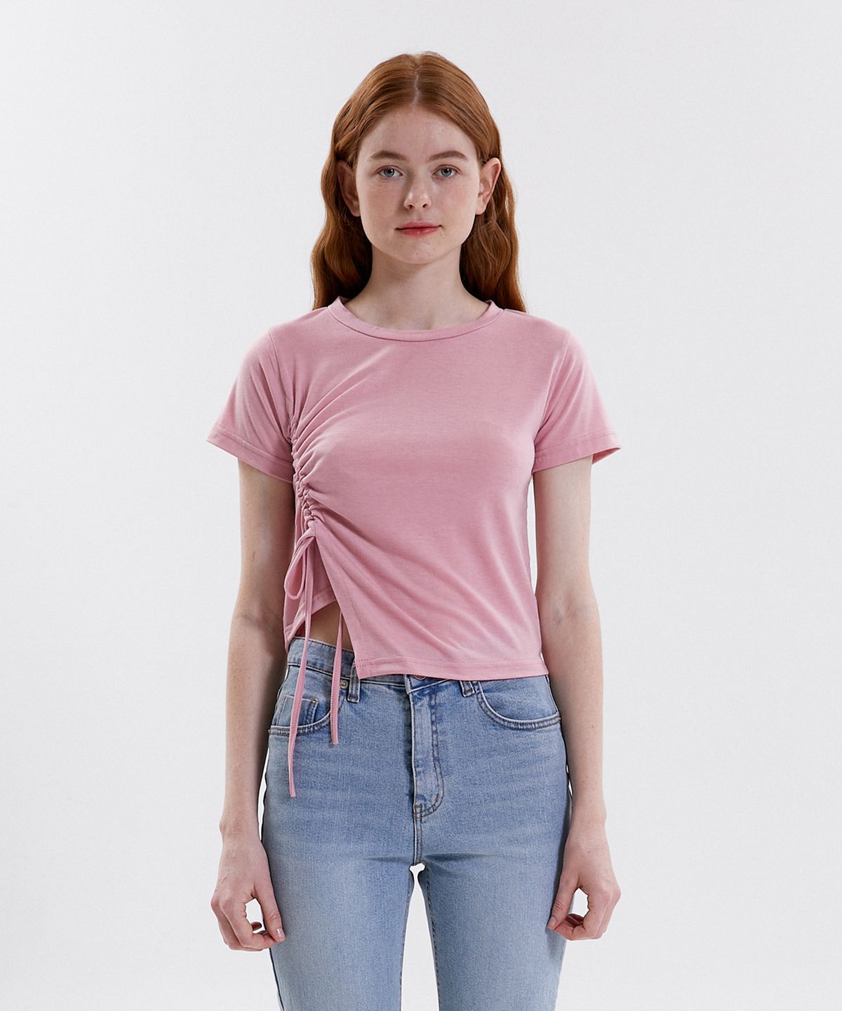 핑크파인애플(PINK PINEAPPLE) RAIL SHIRRING T.SHIRT_PINK
