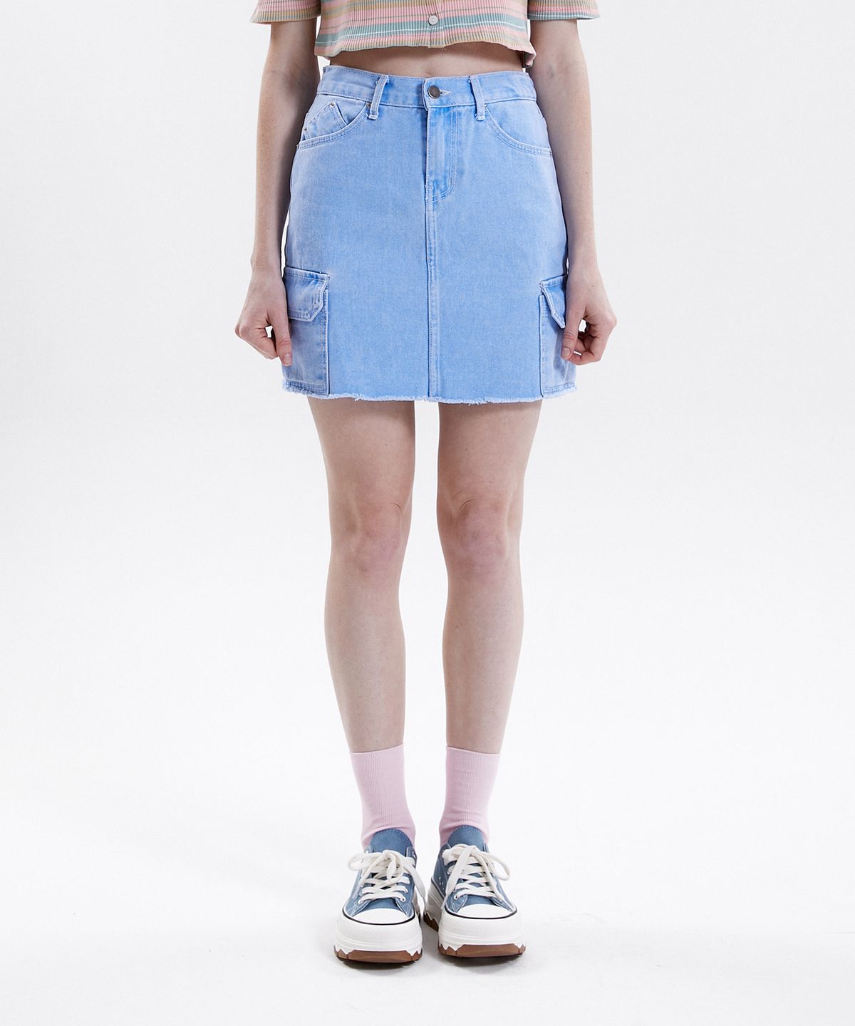 핑크파인애플(PINK PINEAPPLE) CARGO POCKET COLOR SKIRT_BLUE