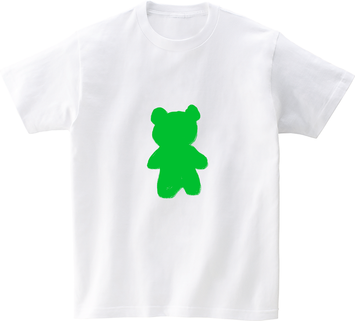 어썸어스(AWESOMEUS) SILHOUERRE BEAR GREEN 반팔 티셔츠 화이트