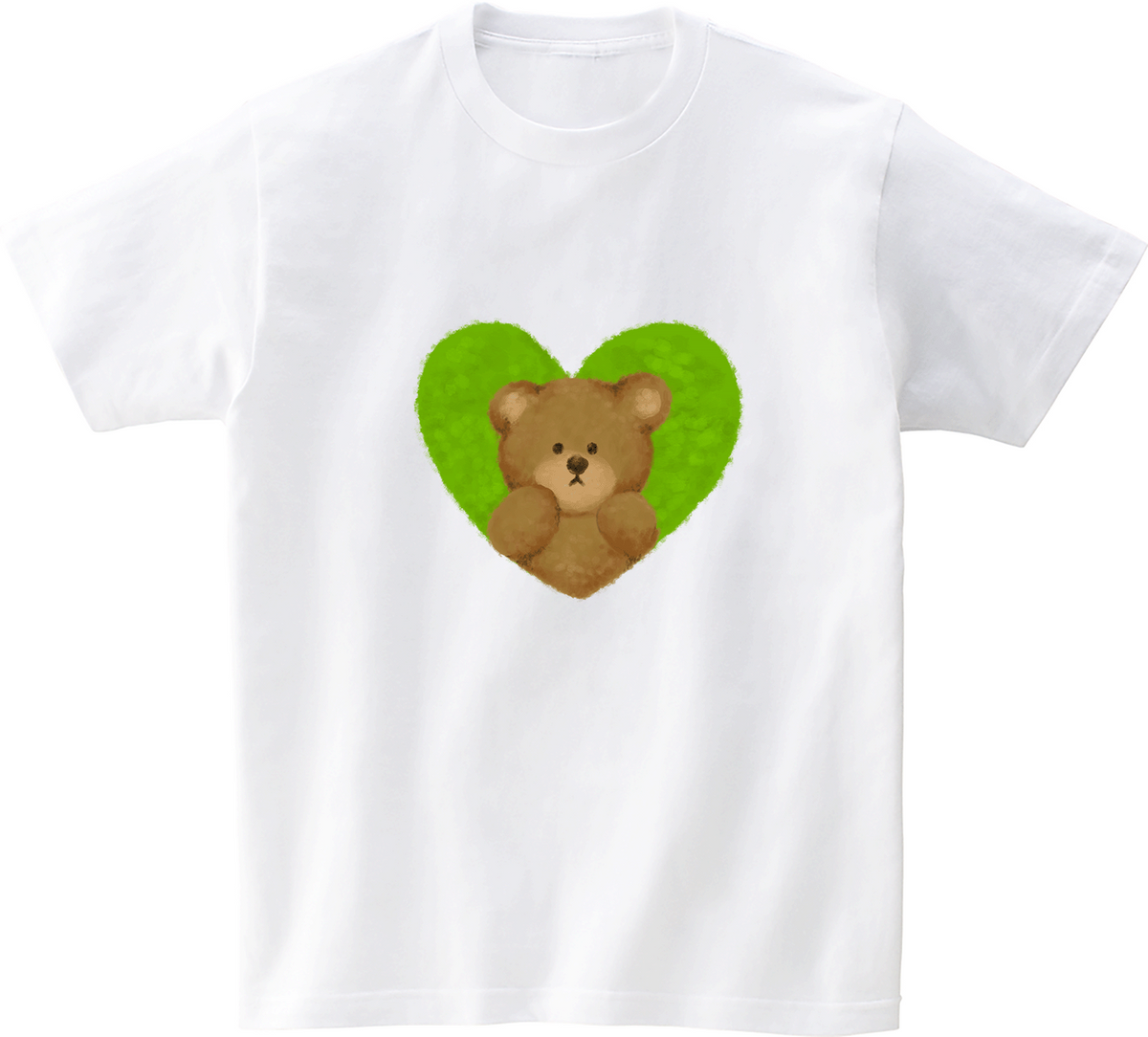 어썸어스(AWESOMEUS) SHY TEDDY BEAR GREEN 반팔 티셔츠 화이트