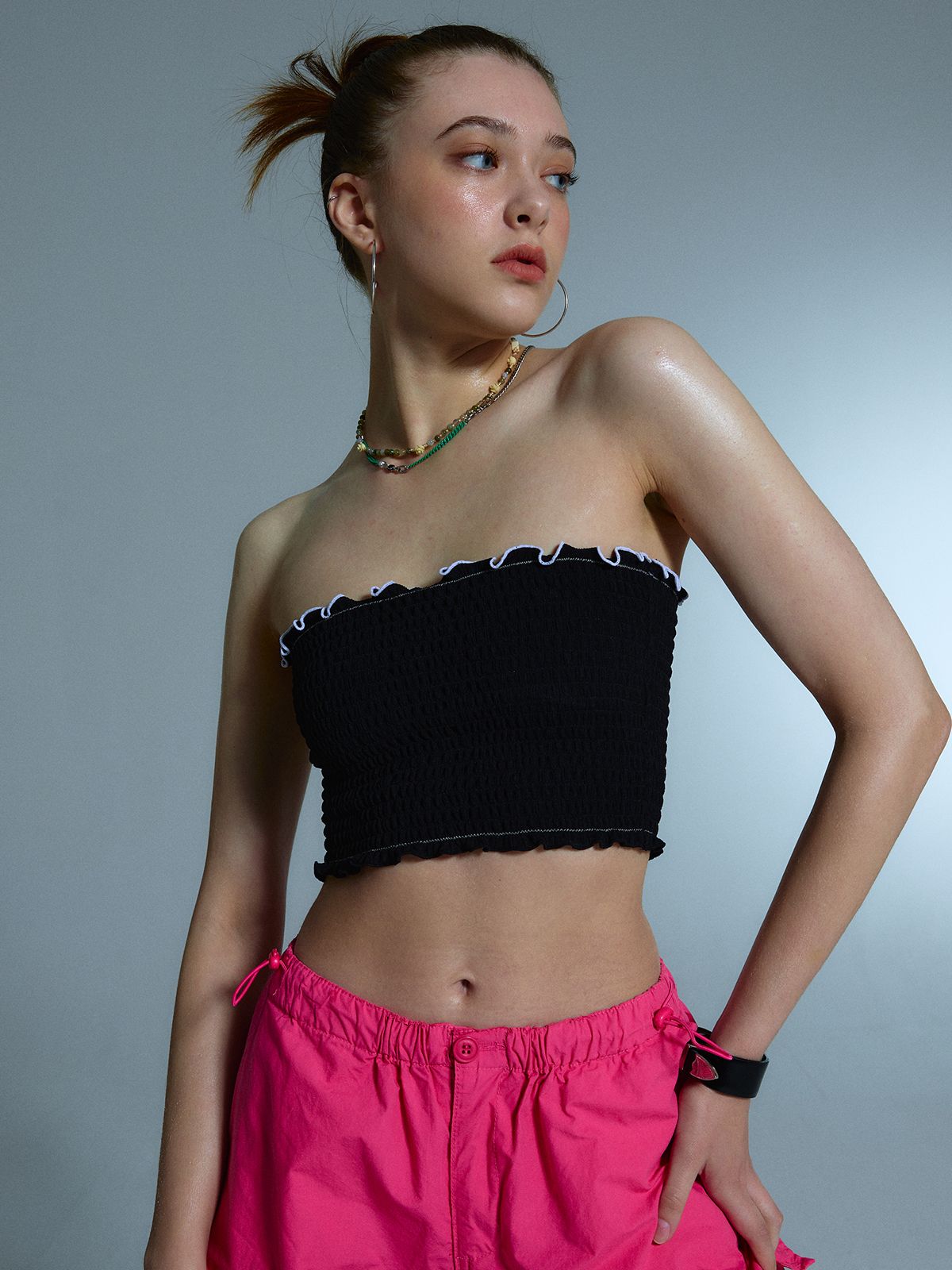 에즈이프 캘리(ASIF CALIE) FLOWER TUBE TOP BLACK
