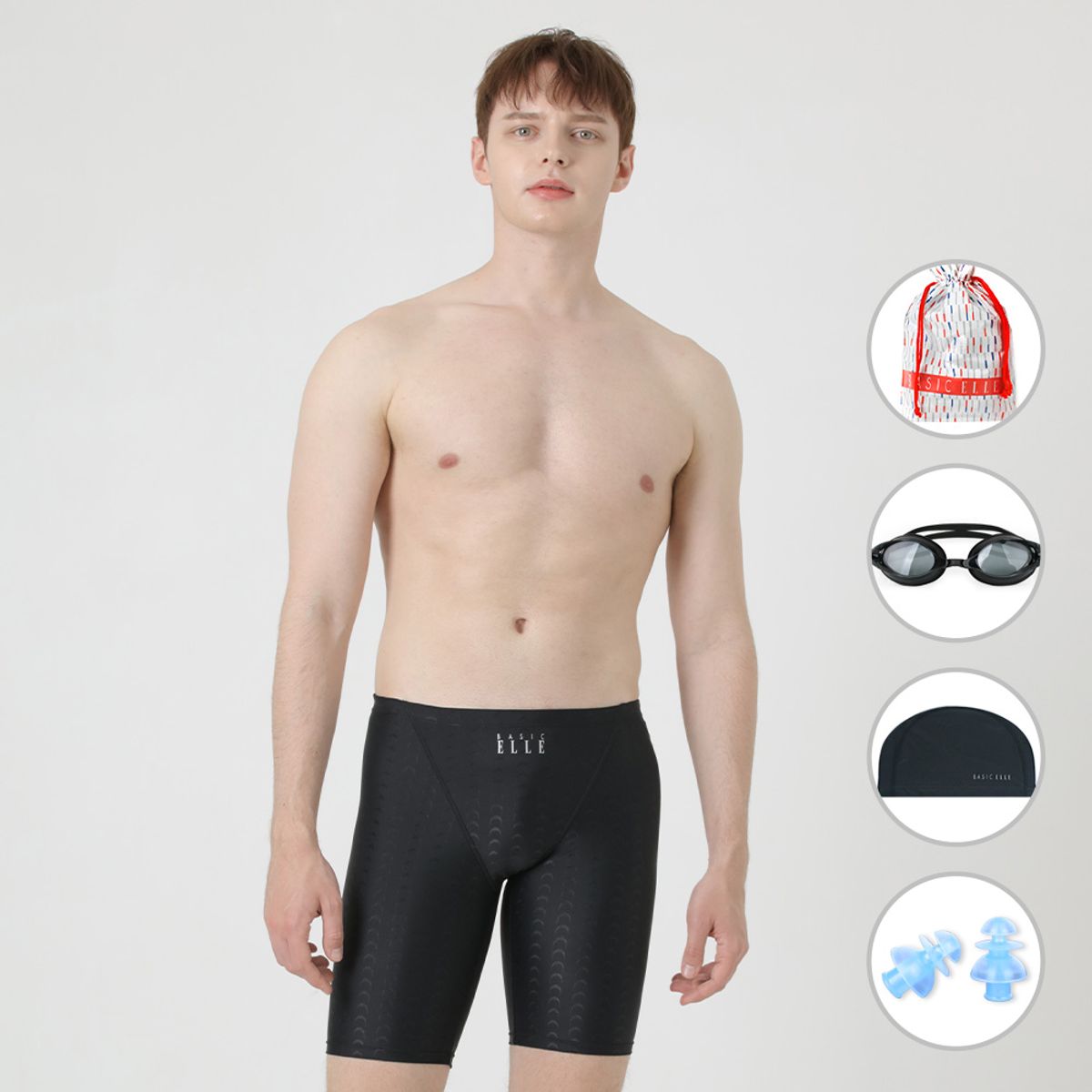 베이직엘르(BASIC ELLE) 남성 5종세트 불박 패턴 5부 실내수영복 BEZ-W401K