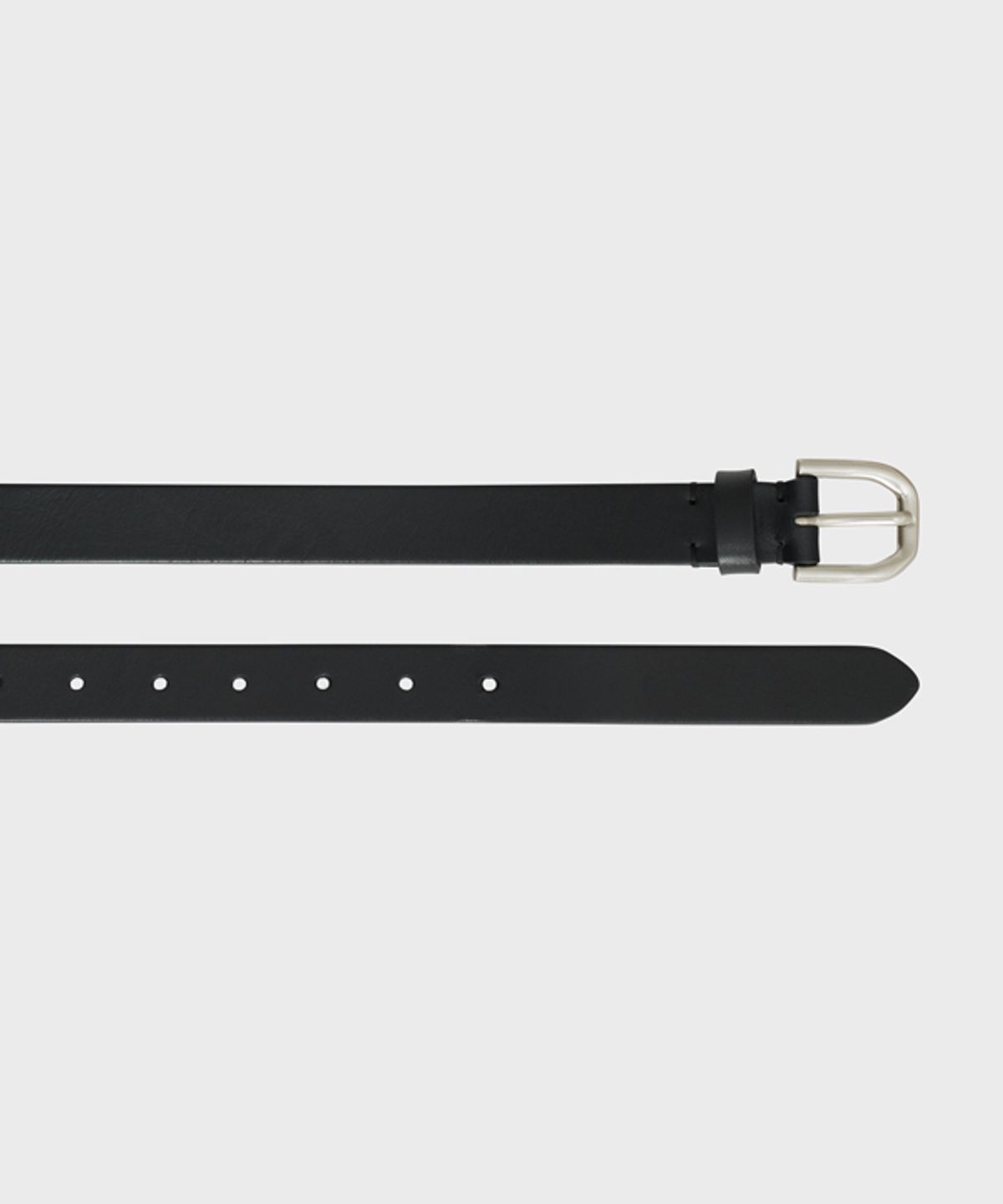 유니온블루(UNION BLUE) 25mm BASIC LEATHER BELT [SILVER/BLACK]