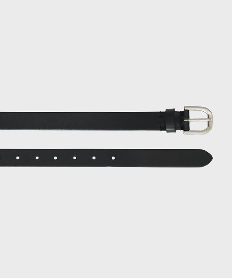 25mm BASIC LEATHER BELT [SILVER/BLACK]