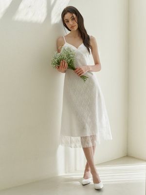 Grace layered lace dress - white