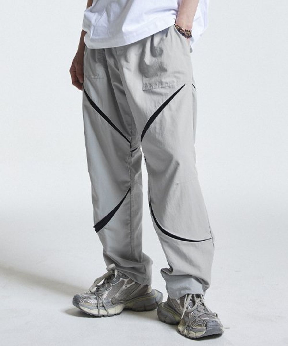 세븐셀라(SEVENSELAH) nylon zip slide pants [grey]